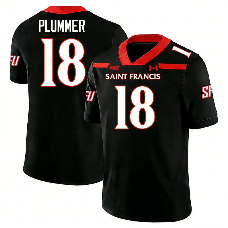 Saint Francis Red Flash #18 Mac Plummer College Football Jerseys,Uniforms Stitched-Black
